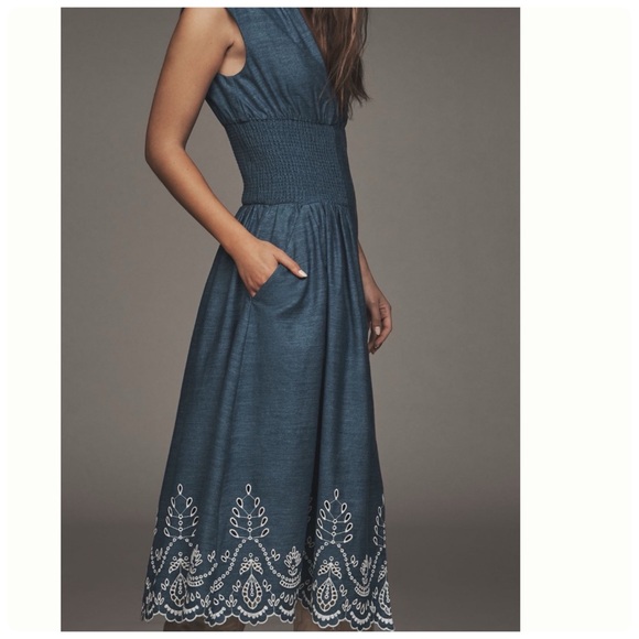 NWT Anthropologie The Tommie Denim Eyelet Trim Dress, M - Picture 11 of 13